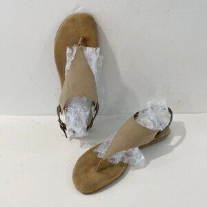 Aerosoles Womens Chlock Thong Sandal Flip Flops Sling Back Beige Faux Suede 9.5M